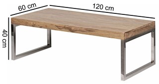 Couchtisch Guna Massivholz Akazie Metall