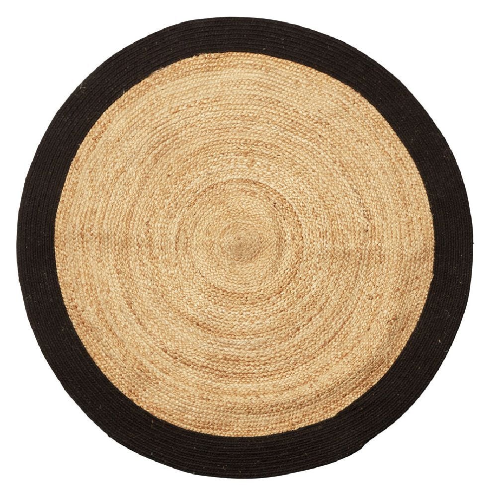 Tapis jute et coton Ø120cm noir