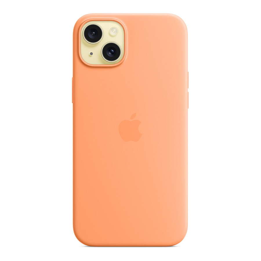 Apple Coque en silicone avec MagSafe pour iPhone 15 Plus - Sorbet à l'orange
