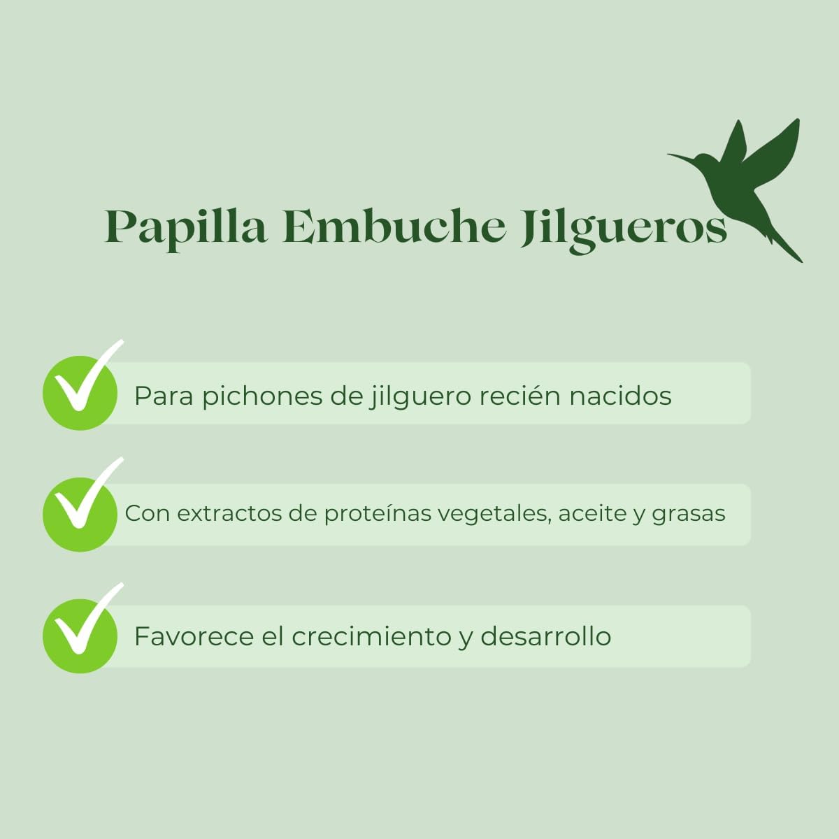 Fórmula para alimentação manual de pintassilgos, 400g, com seringa de alimentação incluída.