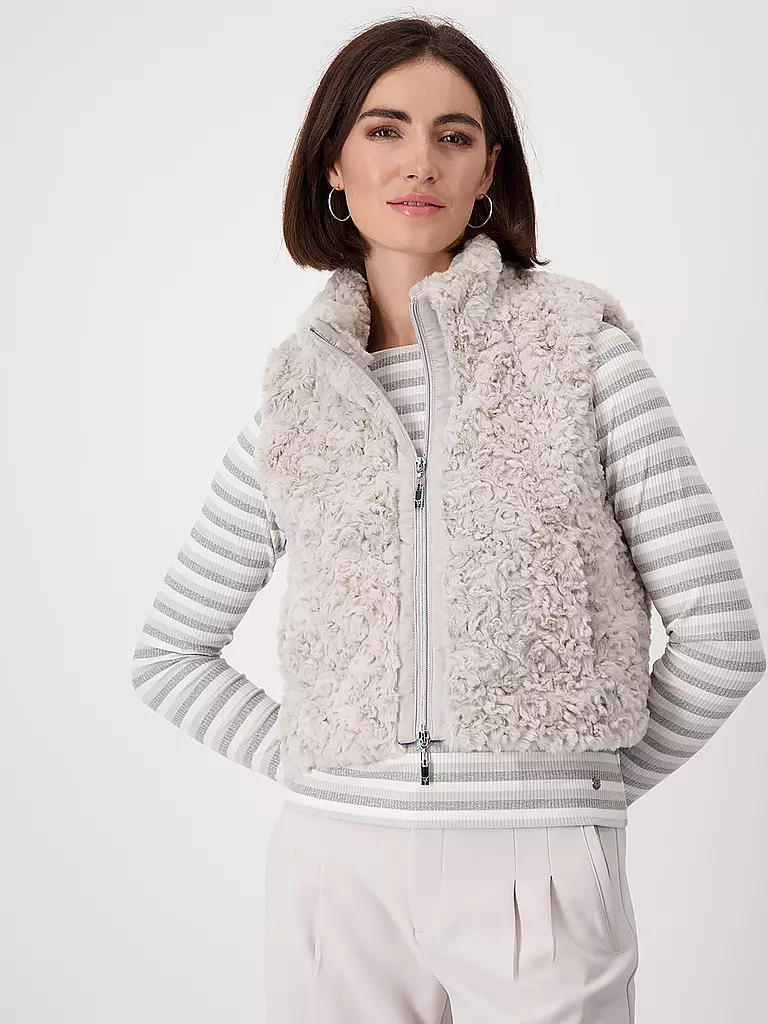 MONARI Gilet in Felloptik creme