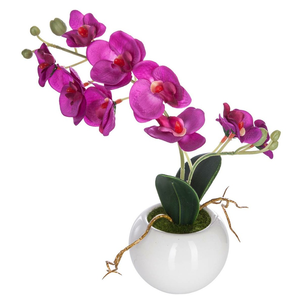 Plante artificielle orchidée en pot céramique h 25 cm