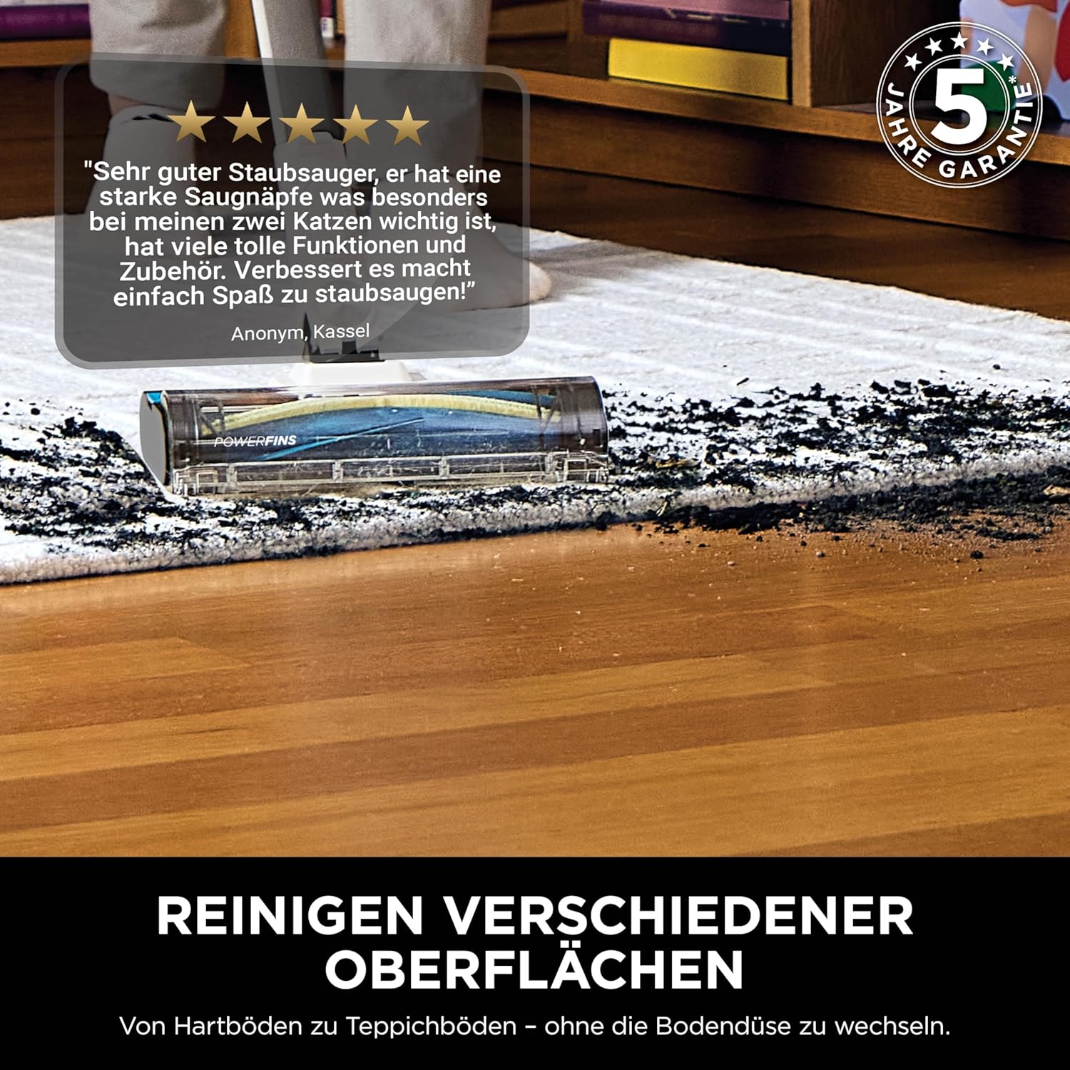 Shark PowerPro Akku-Staubsauger freistehend, bis 50 Min. Laufzeit, kabellos, beutellos, für Tierhaare, Allergiker, Teppich und Hartböden, mit LED-Licht und Knickgelenk-Rohr, grau metallic, IZ380EUT