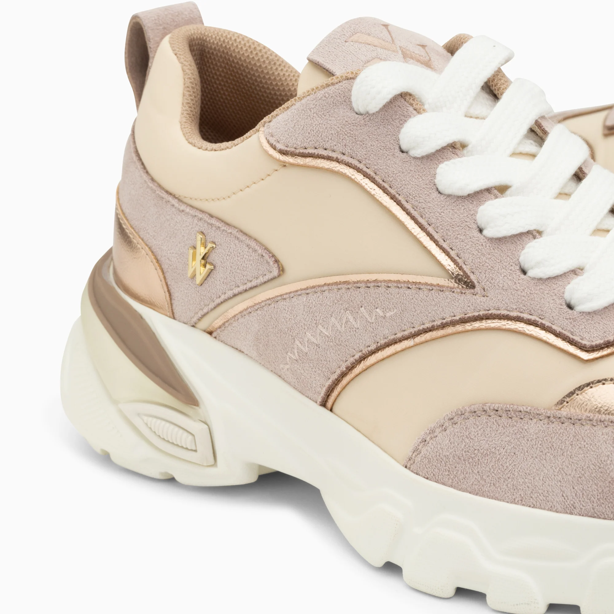 Sneakers-Baskets Alexane lilas et rose gold à semelle épaisse