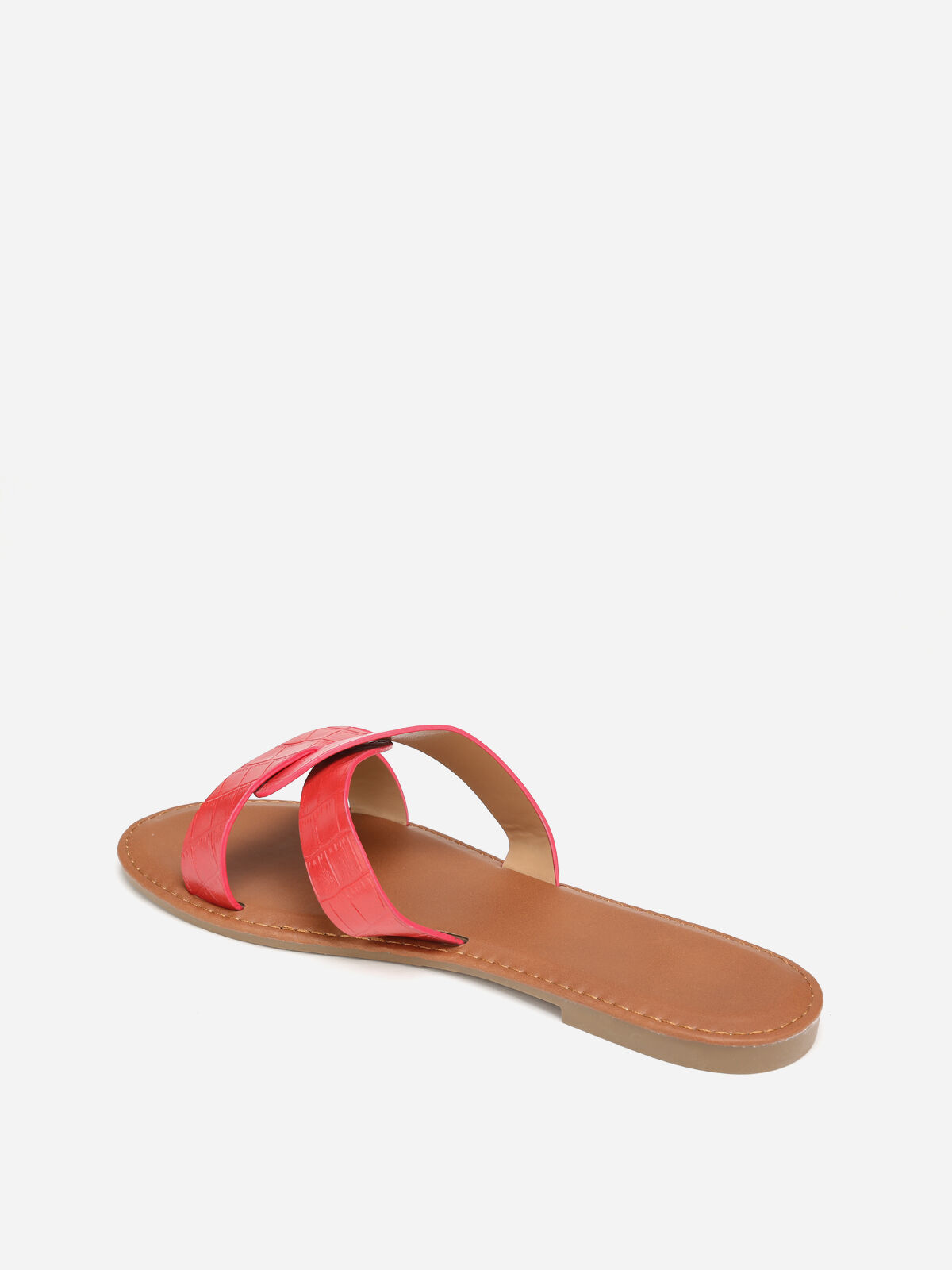 Mules croco à brides croisées grandes tailles- Rouge