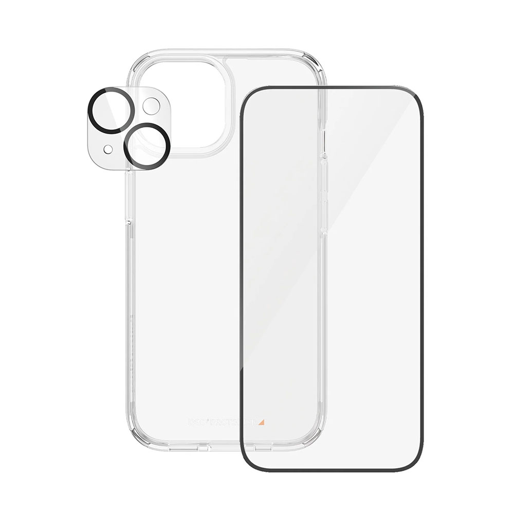 iPhone 15 3in1 D30 Hardcase Schutzhülle mit Ultra Wide Fit Display- / Hoops Kameraschutz (B1172 2809) - Transparent