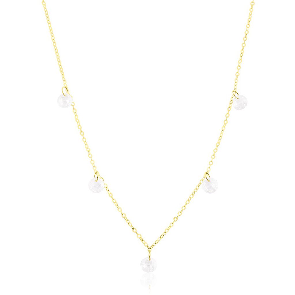Collier Or Jaune Leucitica Oxydes De Zirconium
