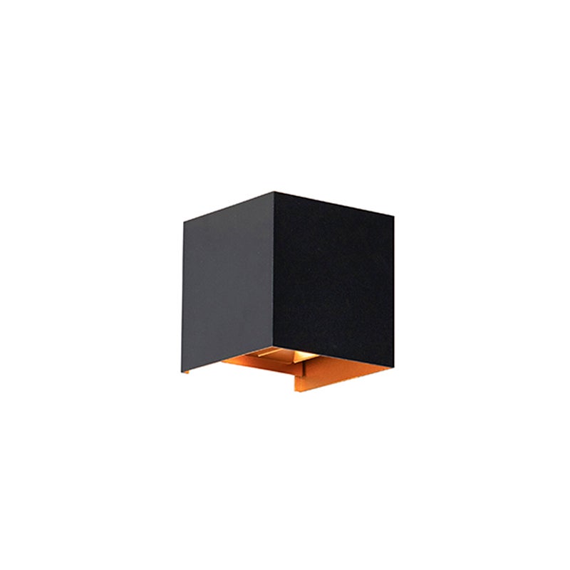 Buitenwandlamp, zwart met goud, inclusief LED, 2-lichts, IP54 - Edwin