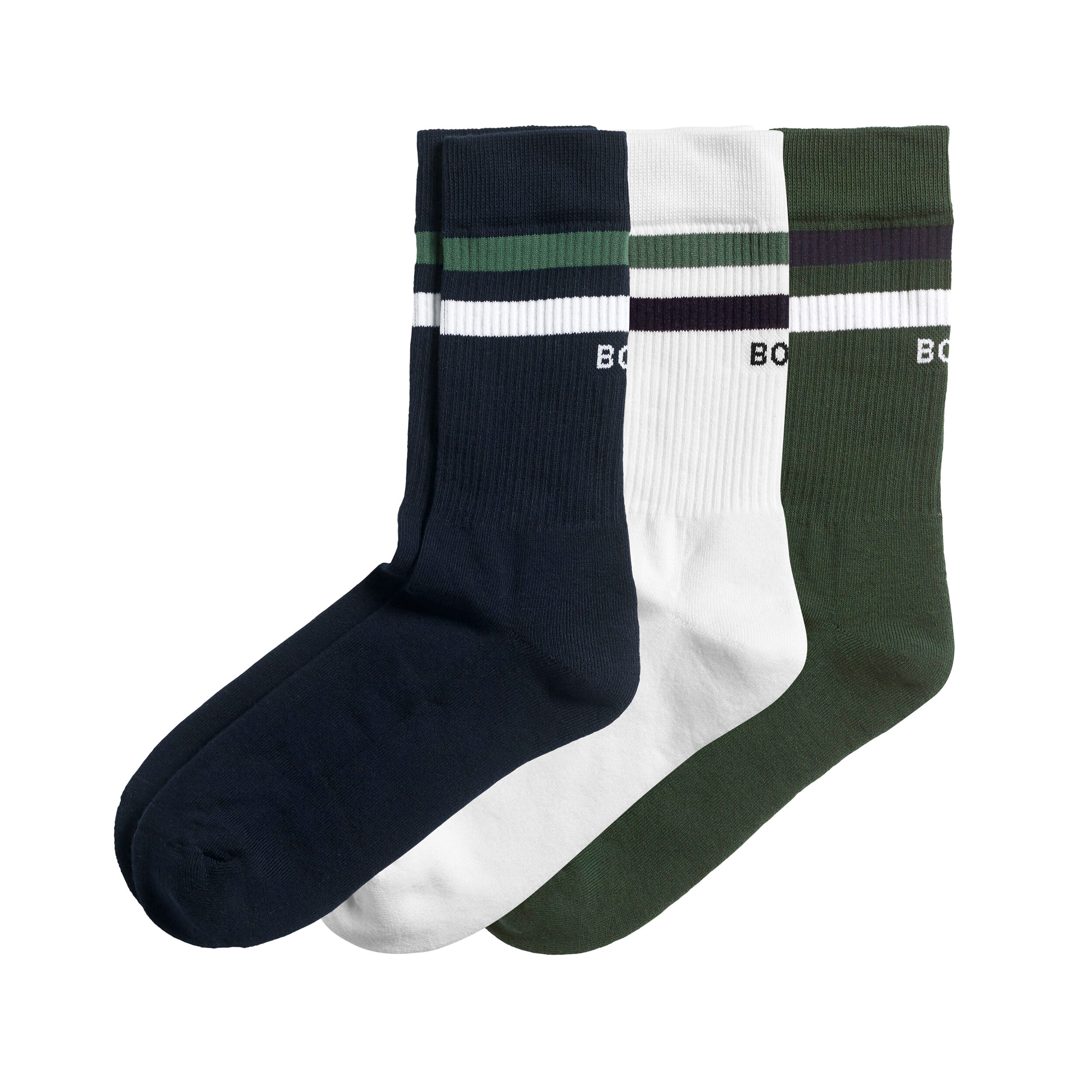 Björn Borg Double Stripe Ankle Crew Chaussettes De Sport Hommes - Bleu Foncé , Multicouleur