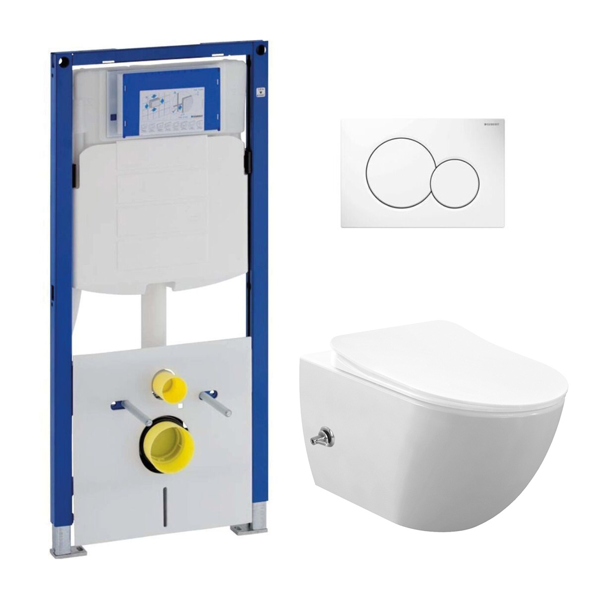 Geberit UP320 toiletset met Sanigoods Bidet randloos toilet met warm/koud water sproeier