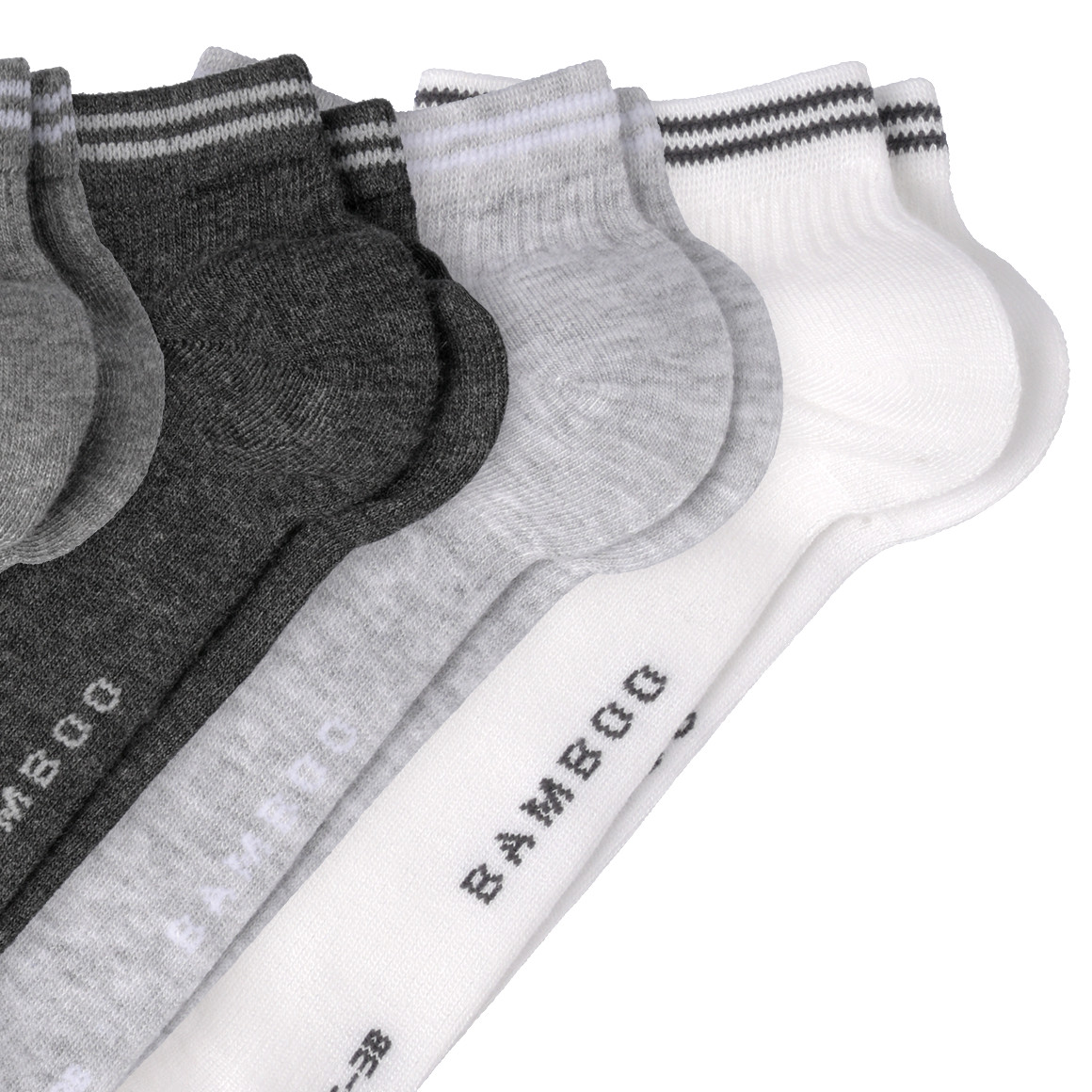 4 Paar Damen Sneaker-Socken im Set weiss / hellgrau / grau