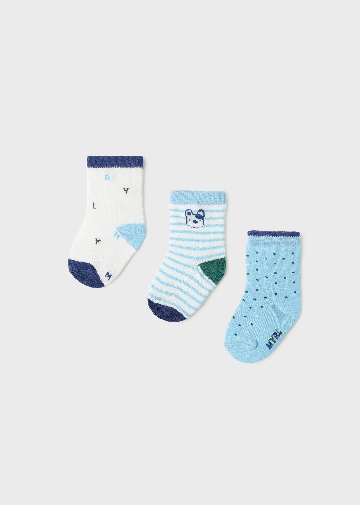 Pacote com 3 pares de meias estampadas para recém-nascidos