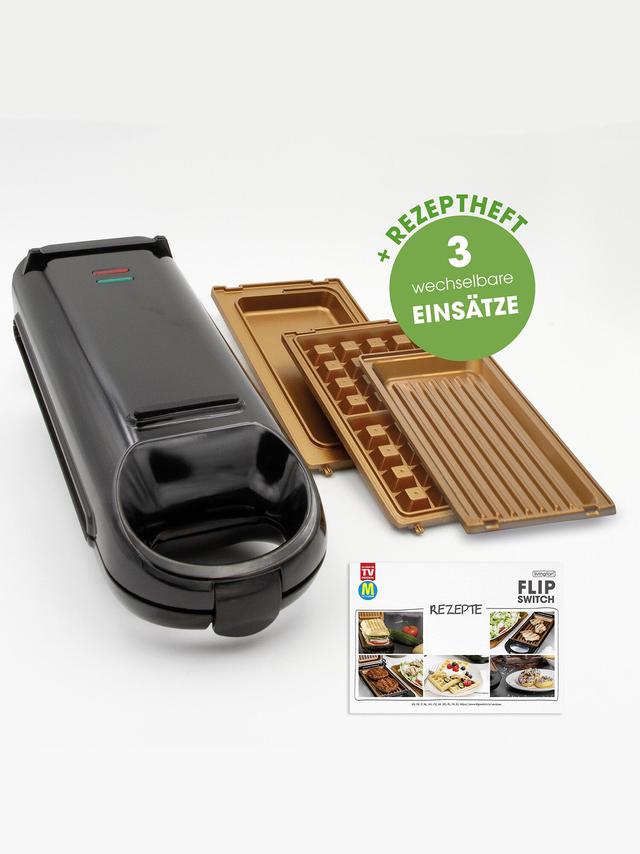 Kontaktgrill mit Wechselplatten, Grill, Waffel und Omelette