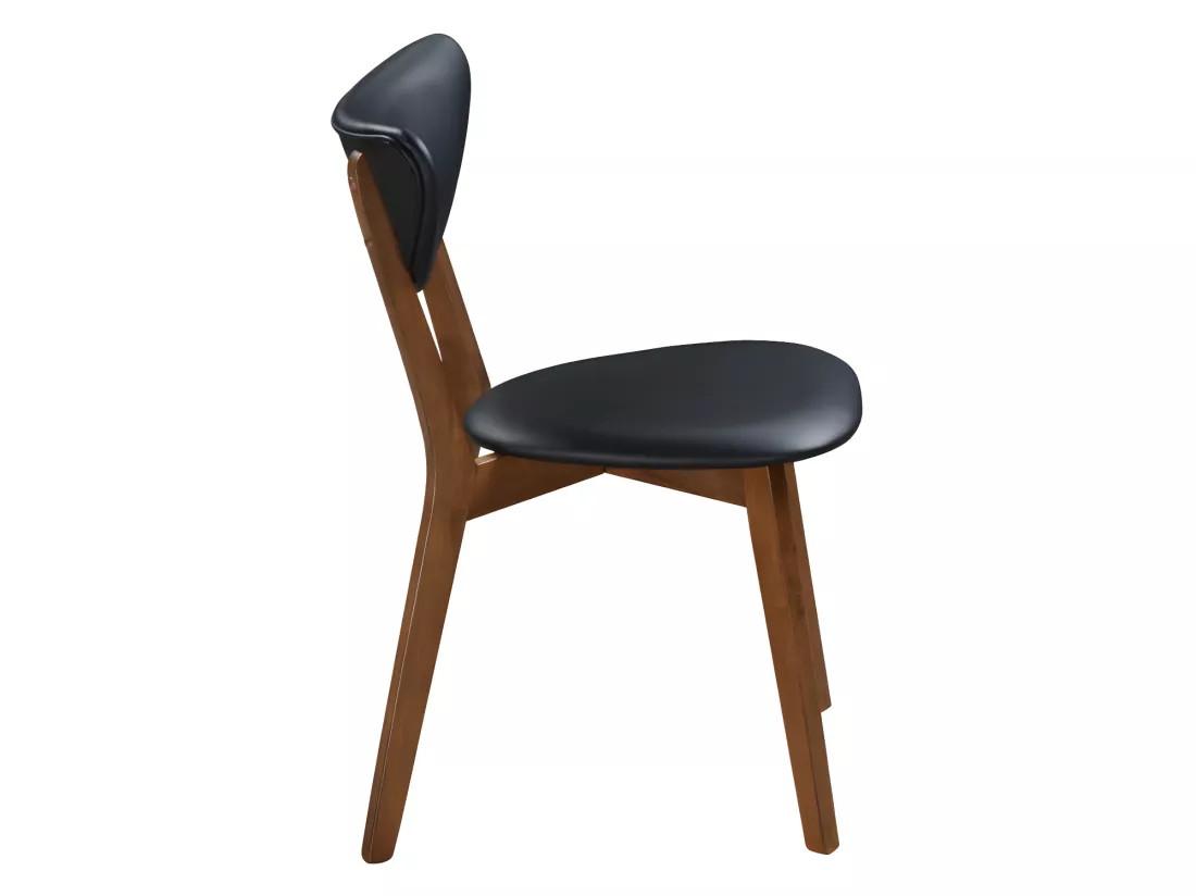 Lot de 6 chaises en simili et bois d'hévéa naturel foncé - Noir - LISETTE