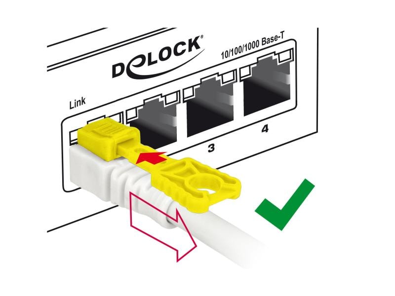 Delock Patchkabel  Cat 6A, S/STP, 2 m, Weiss, verriegelbar Delock Kabel RJ45 Secure Cat.6A 2 m