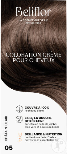 Beliflor Coloration Crème Pour Cheveux N°05 Châtain Clair 1 Kit