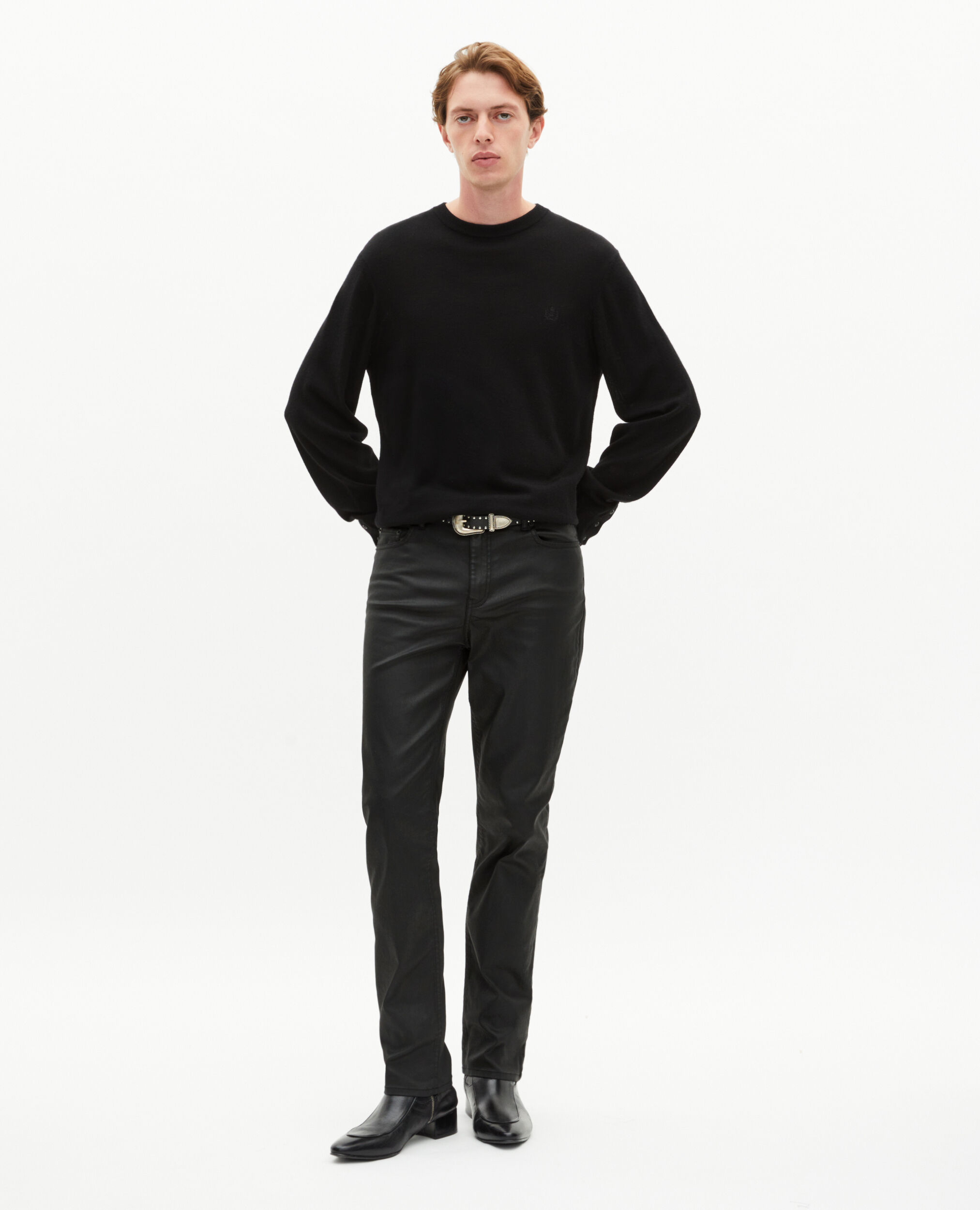 Pantalon slim en cuir noir