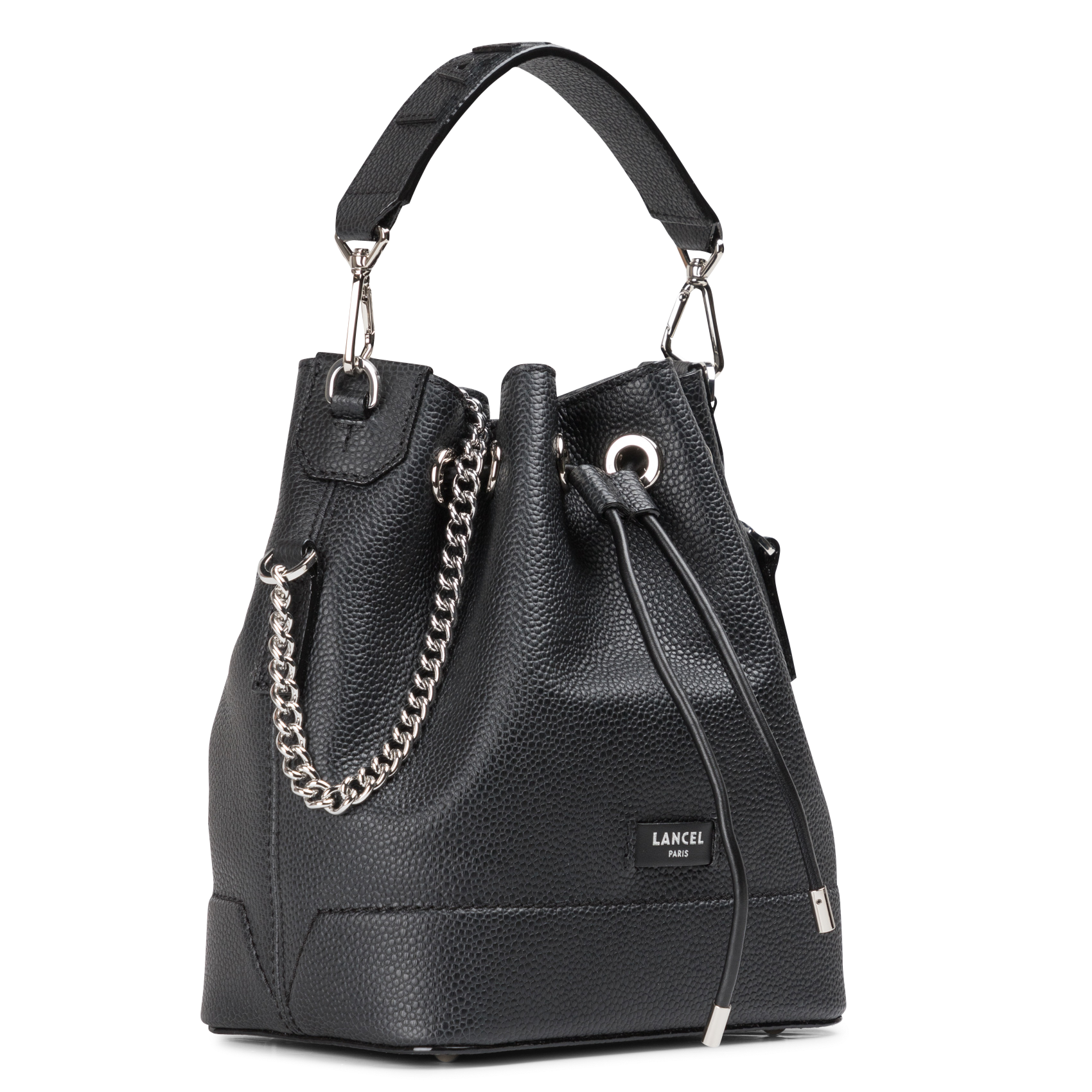 NINON - Sac seau en cuir grainé | Noir