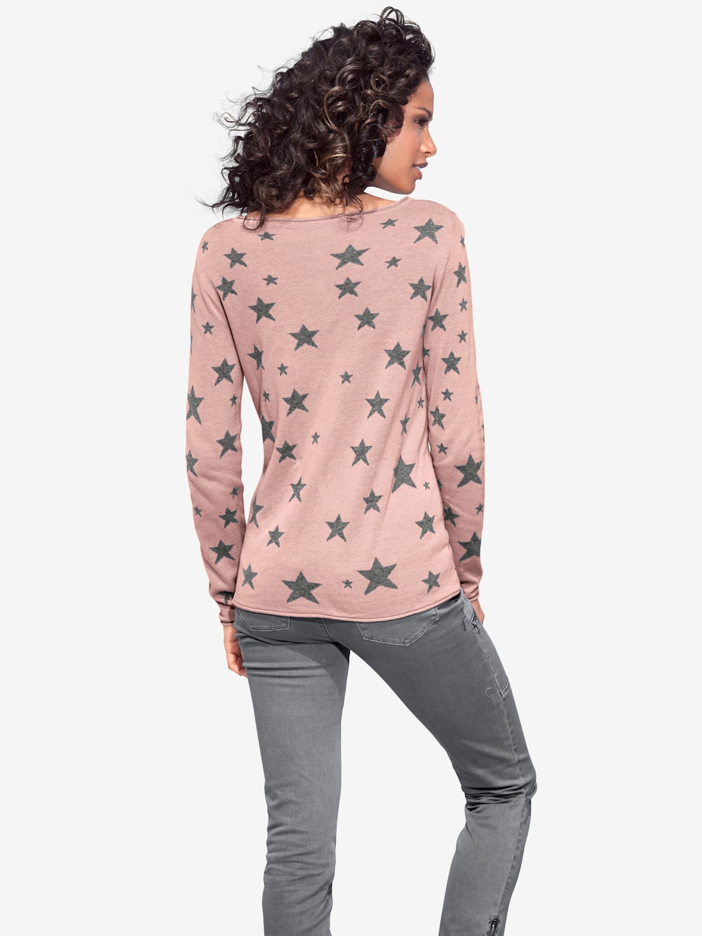 Pull col rond imprimé étoiles tendance