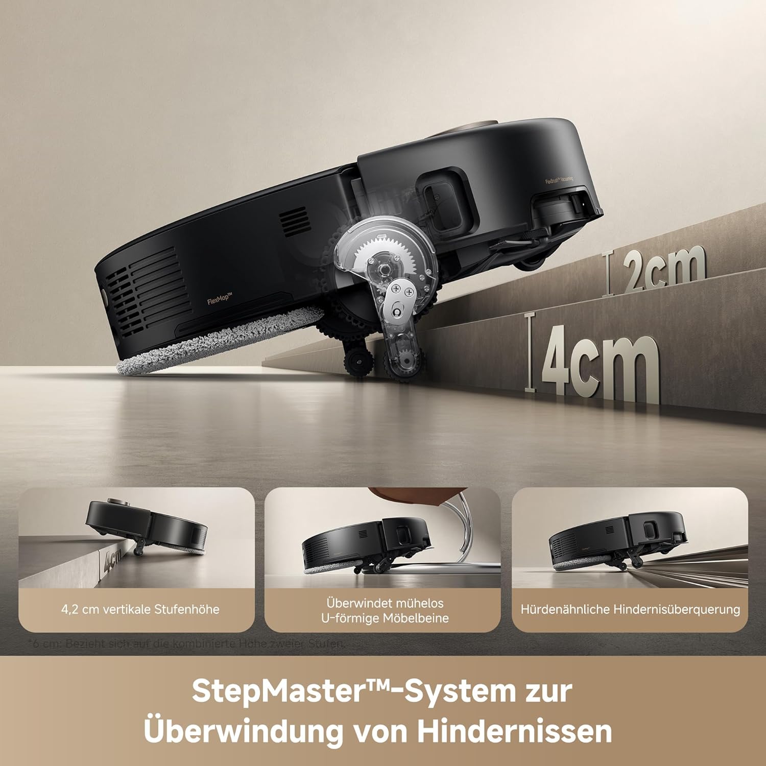 Mova V50 Ultra Complete Saugroboter mit Wischfunktion 24.000 Pa, 6cm Hindernisüberwindung, Liftable Navigation+RGB AI+LED, 80℃ Heißwasserwäsche & 63℃ Selbsttrocknung, DuoSolution System, Tricut Bürste