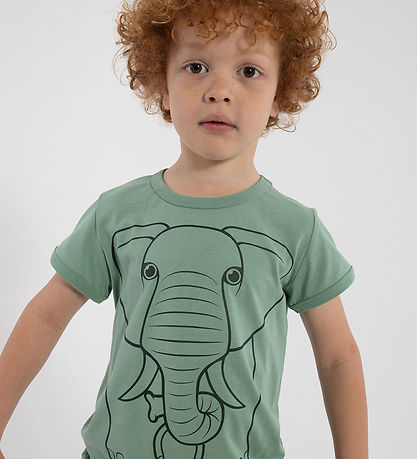 ANIMAL T-Shirt - AnimalHide - Herb Green Umriss Elefant