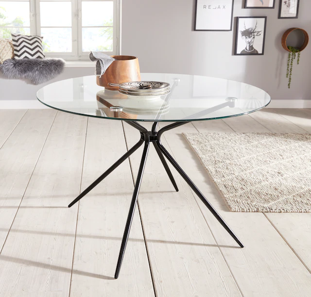 INOSIGN Glastisch »Silvi, TOPSELLER!« Esstisch, Glastisch, OTTOs Choice,  rund, Ø 110 cm, schwarzes Metallgestell