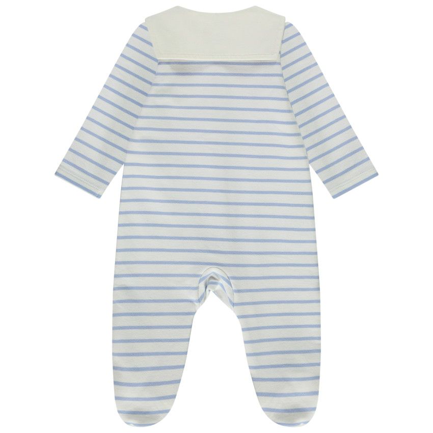 Dors-bien rayé en molleton esprit marin pour bébé garçon - Ecru