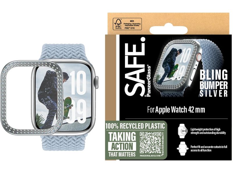SAFE. Displayschutz Bling Bumper Silver 42 mm Displayschutz für das Apple Watch Series 10