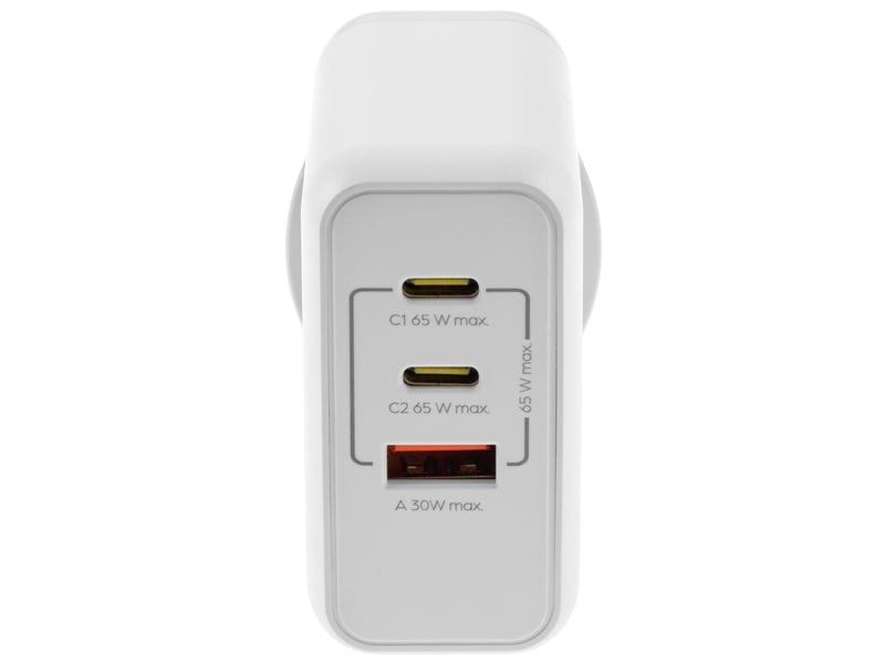 onit USB-Wandladegerät Triple 2C1A 65 W GaN Weiss Ladeadapter mit zwei USB-C-Ports und einem USB-A-Port