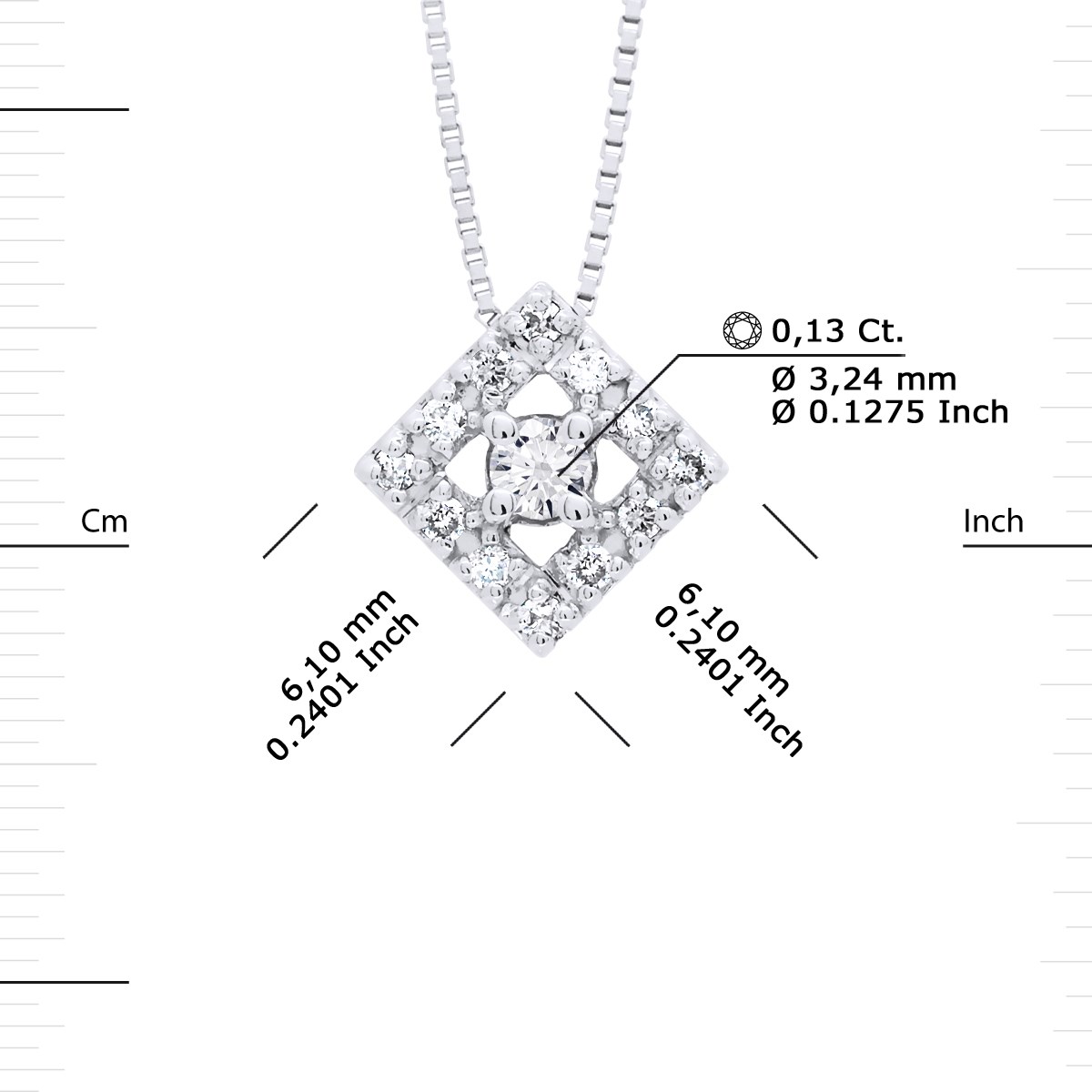 Collier DIAMOND Diamants 0,015 Cts Or Blanc