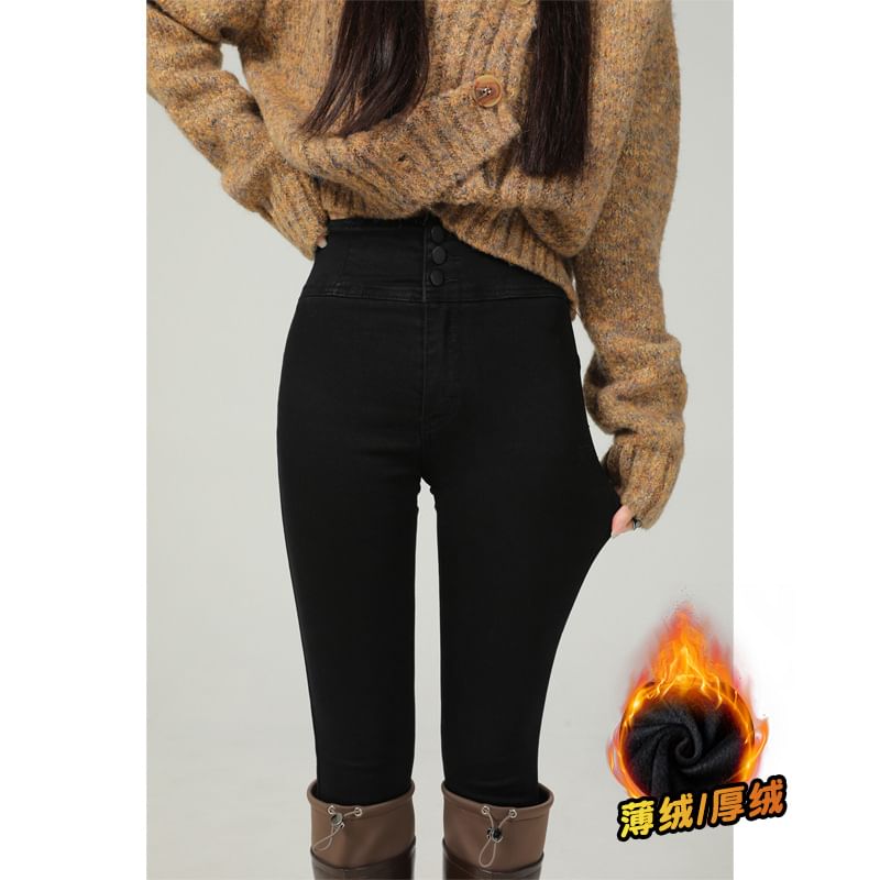 Denimot - Skinny jeans met hoge taille en fleecevoering