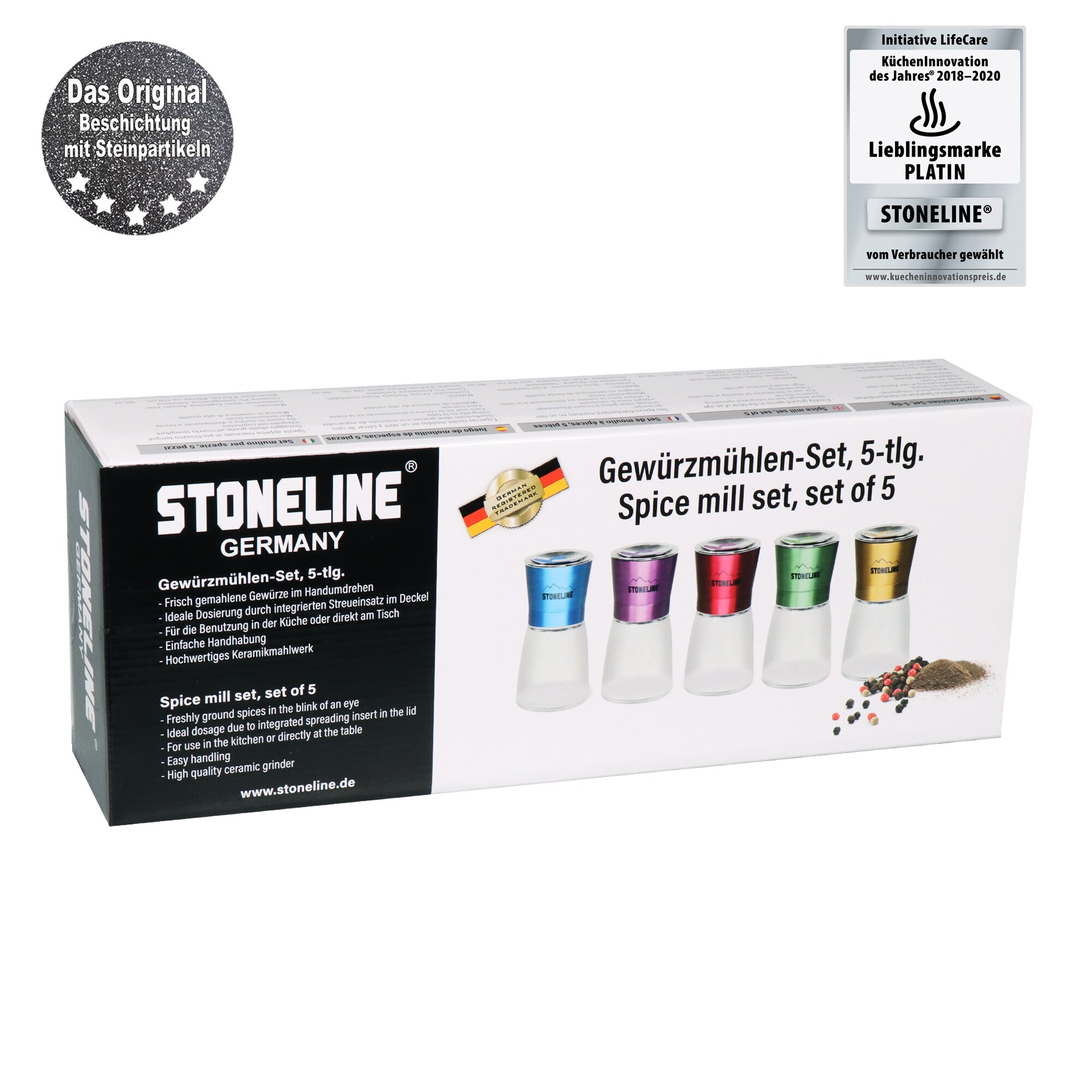 STONELINE® Salz- / Pfeffermühlen-Set, 5-tlg.