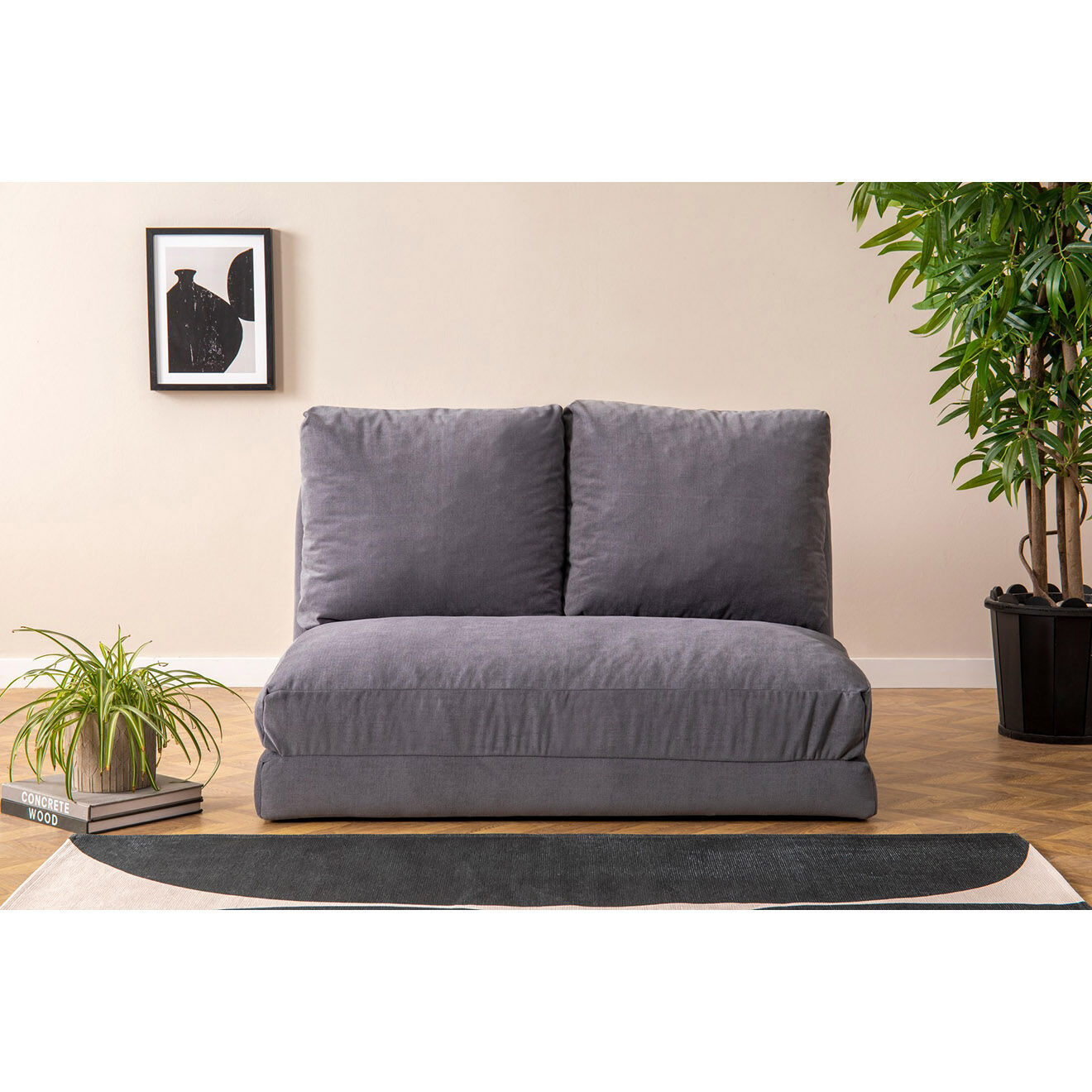Homitis Banquette Convertible 2 places Taida grise - 120x68x26 cm