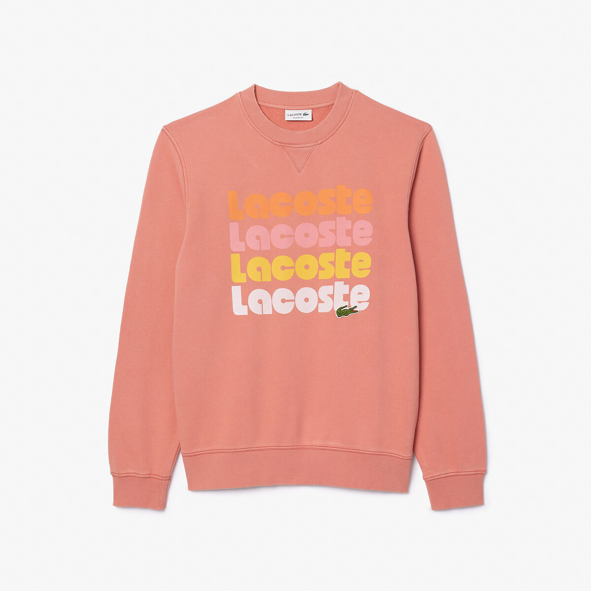 Suéter LACOSTE com gola redonda e logo, em fleece.