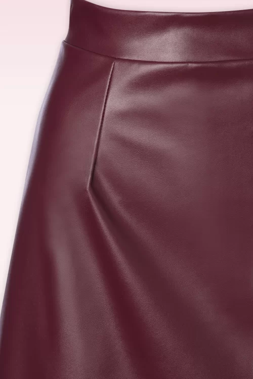 Vintage Chic for Topvintage Edith Leather Look a-lijn rok in wijnrood