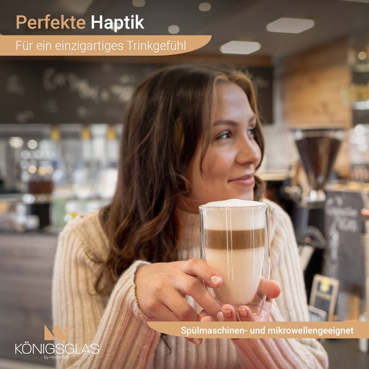 Königsglas Macchiato, Latte Macchiato-Gläser by Heidenfeld, 300 ml, Set, doppelwandig, handgefertigt (2er Set)