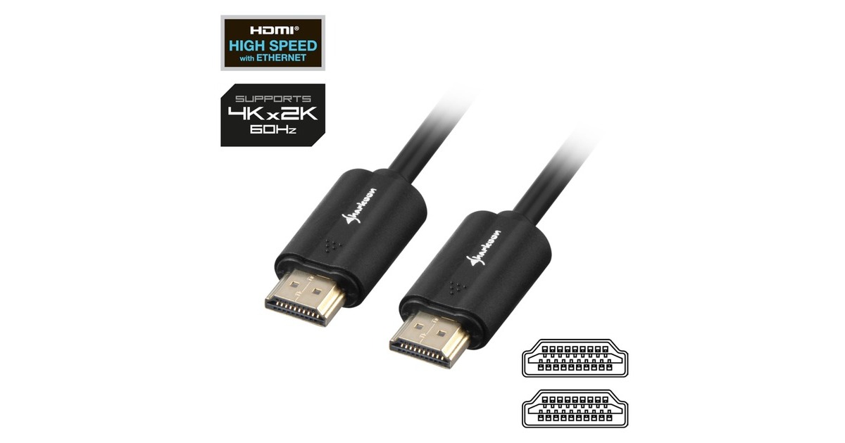 SharkoonHDMI 2.0 kabel  (Zwart, 1 meter, 4K)