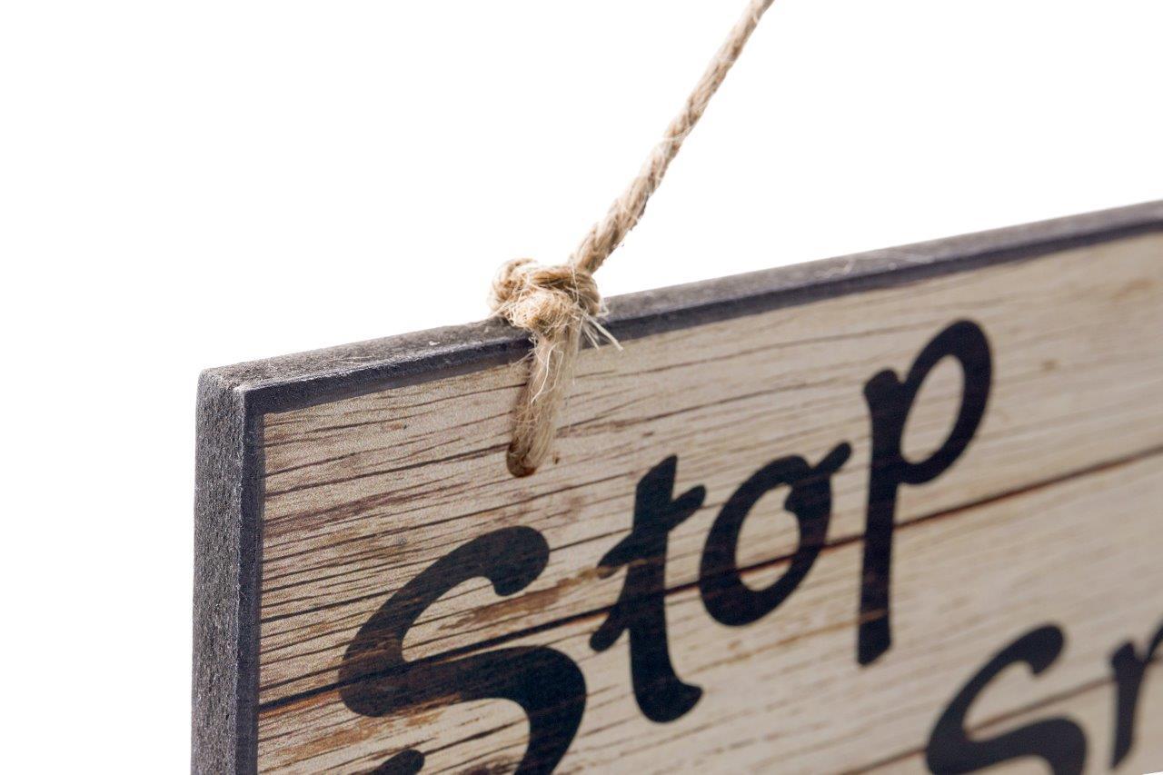 Holzschild - Stop Smile Breathe - 40x10 cm