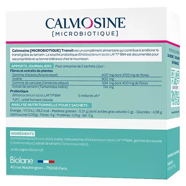 Calmosine Microbiotic Baby Transit Probióticos Fibra 20 sachês