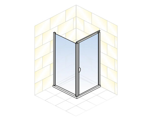 Douchedeur met zijpaneel en draaideur SCHULTE Alexa Style 2.0 ExpressPlus 80 x 80 cm, zwart profiel, helder glas met vuilafstotende coating