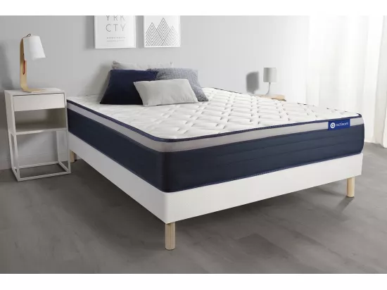 Ensemble matelas Latex+Mémoire de forme ACTILATEX MAX 180x200 cm Maxi épaisseur 7zones de confort + sommier KIT blanc