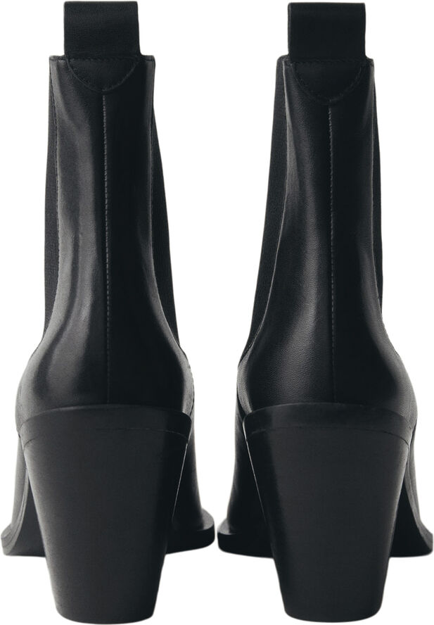 MANGO Leather pointed ankle boots Black