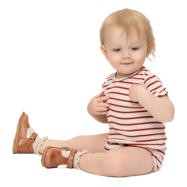Minimalisma Combinaison Rayée en Soie Buddy | Rouge
