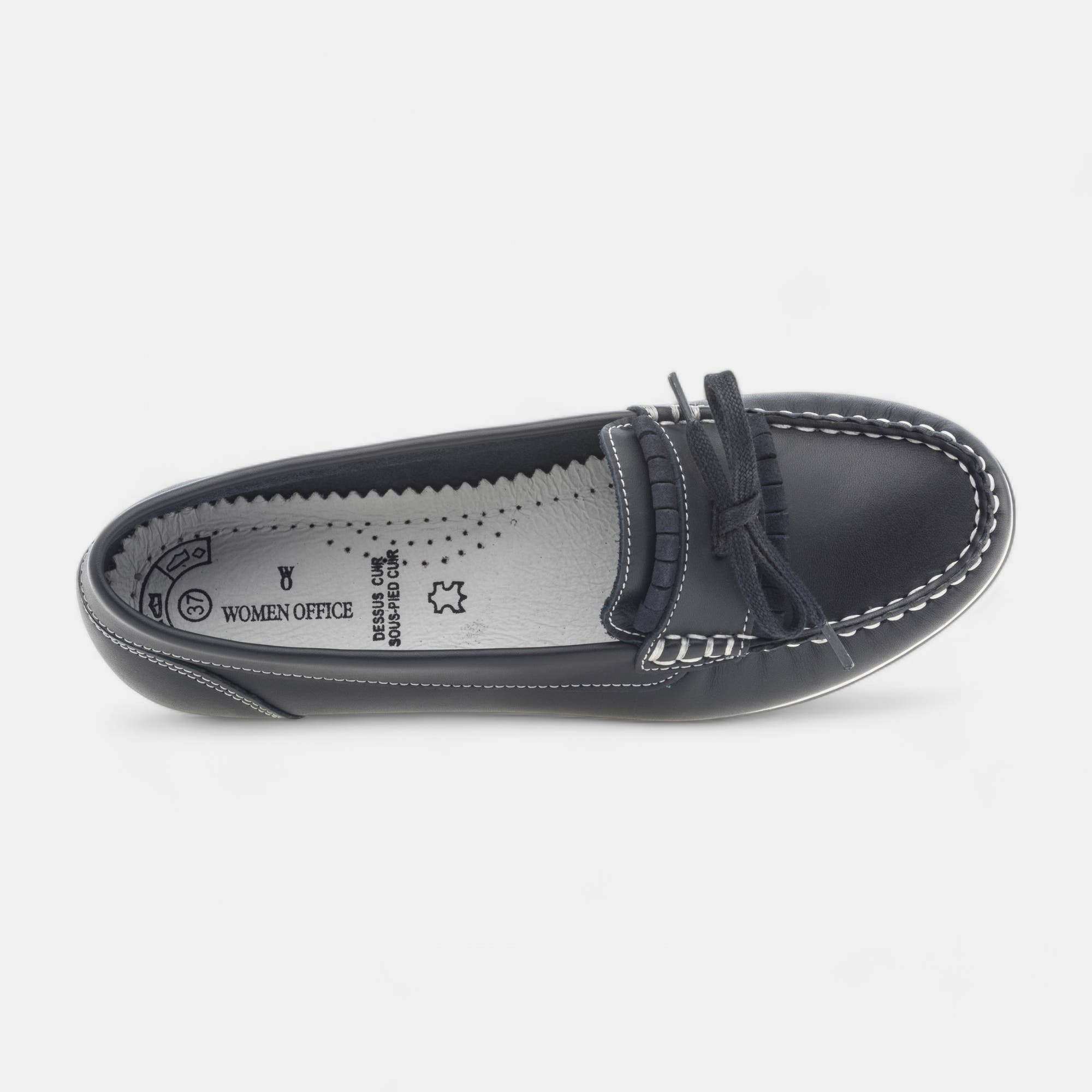 Mocassins Femme en cuir bleu marine