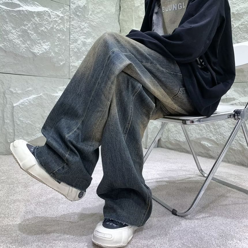 DuckleBeam - High Waist Washed Wide Leg Jeans