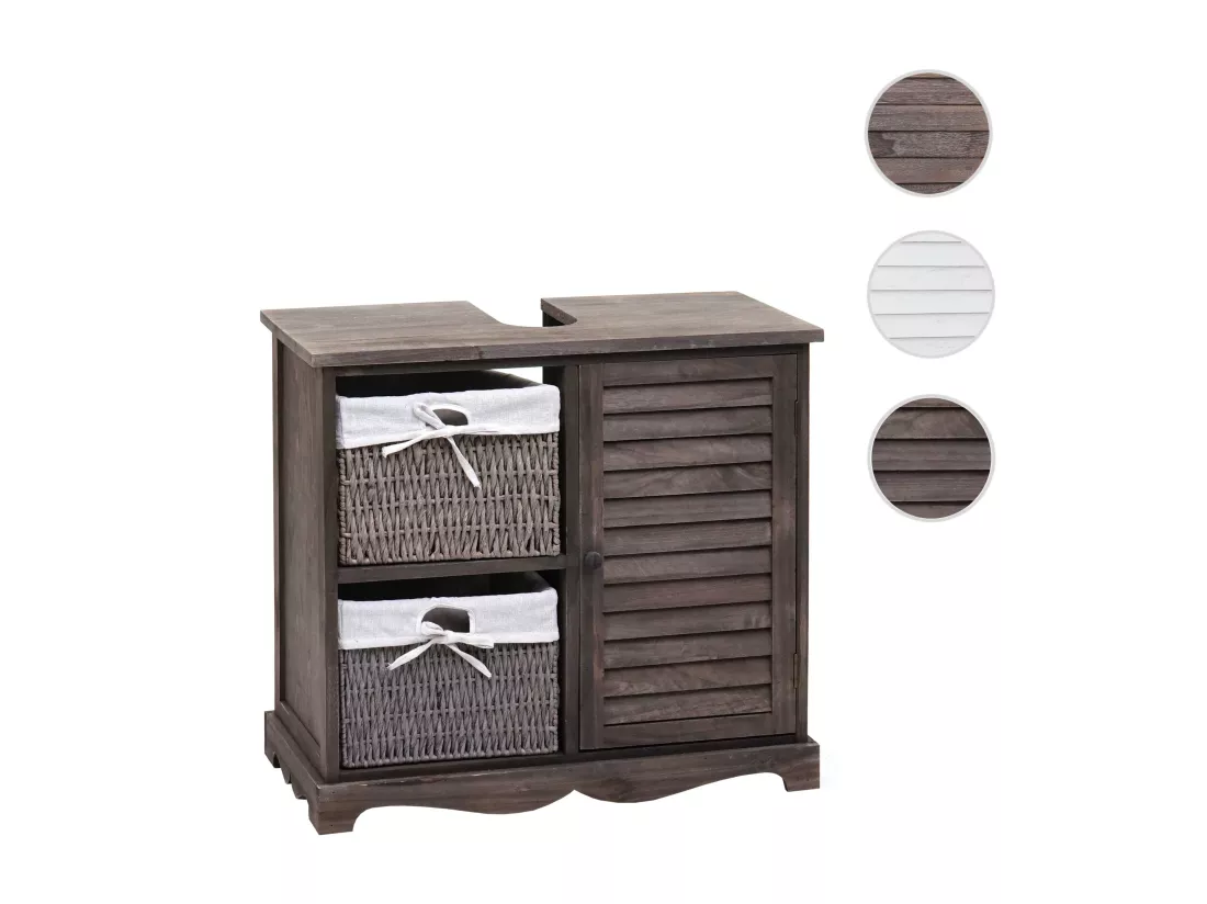 Meuble sous-lavabo MCW-H20, shabby gris-brun