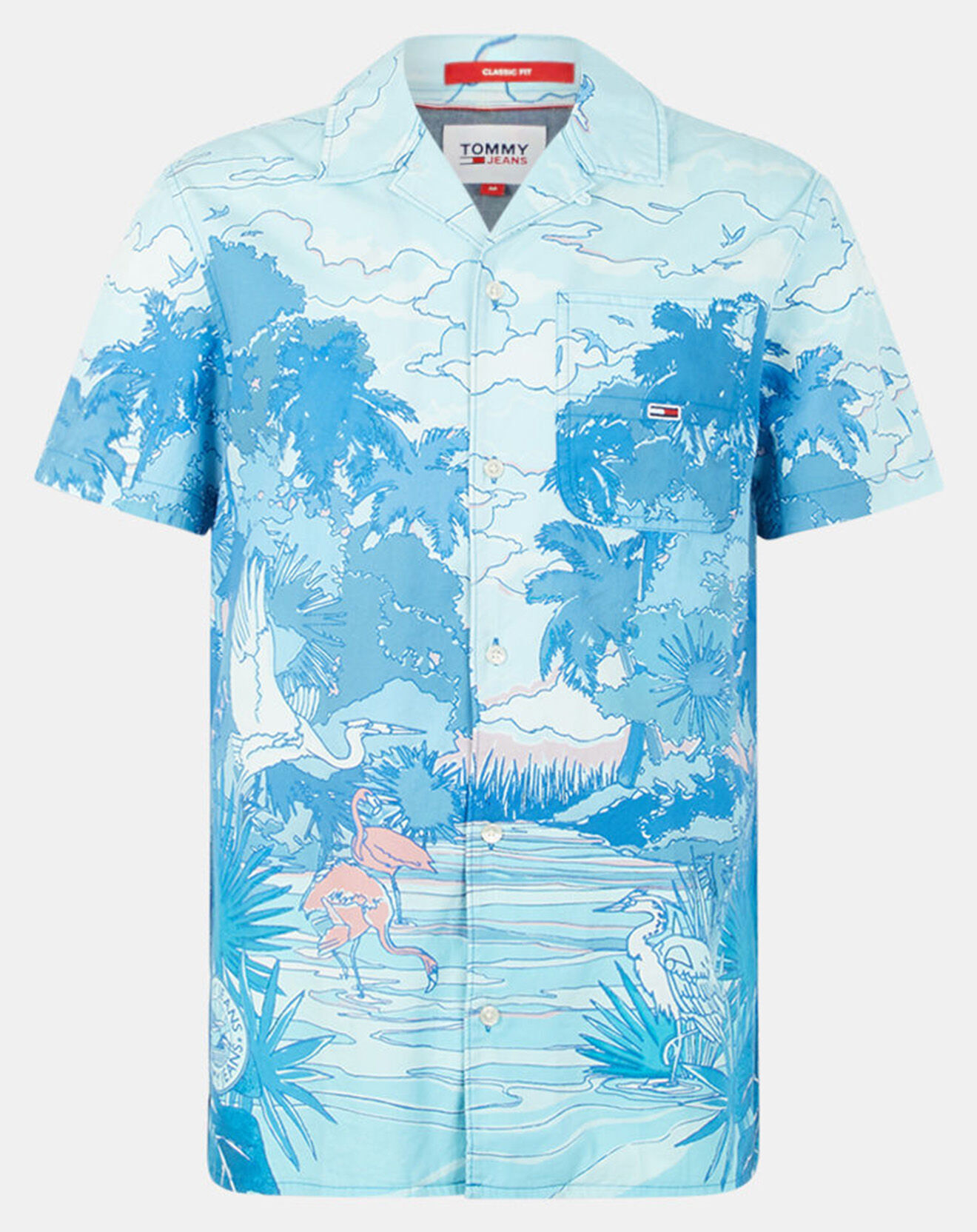 Tommy Jeans Chemise imprimé tropical bleue