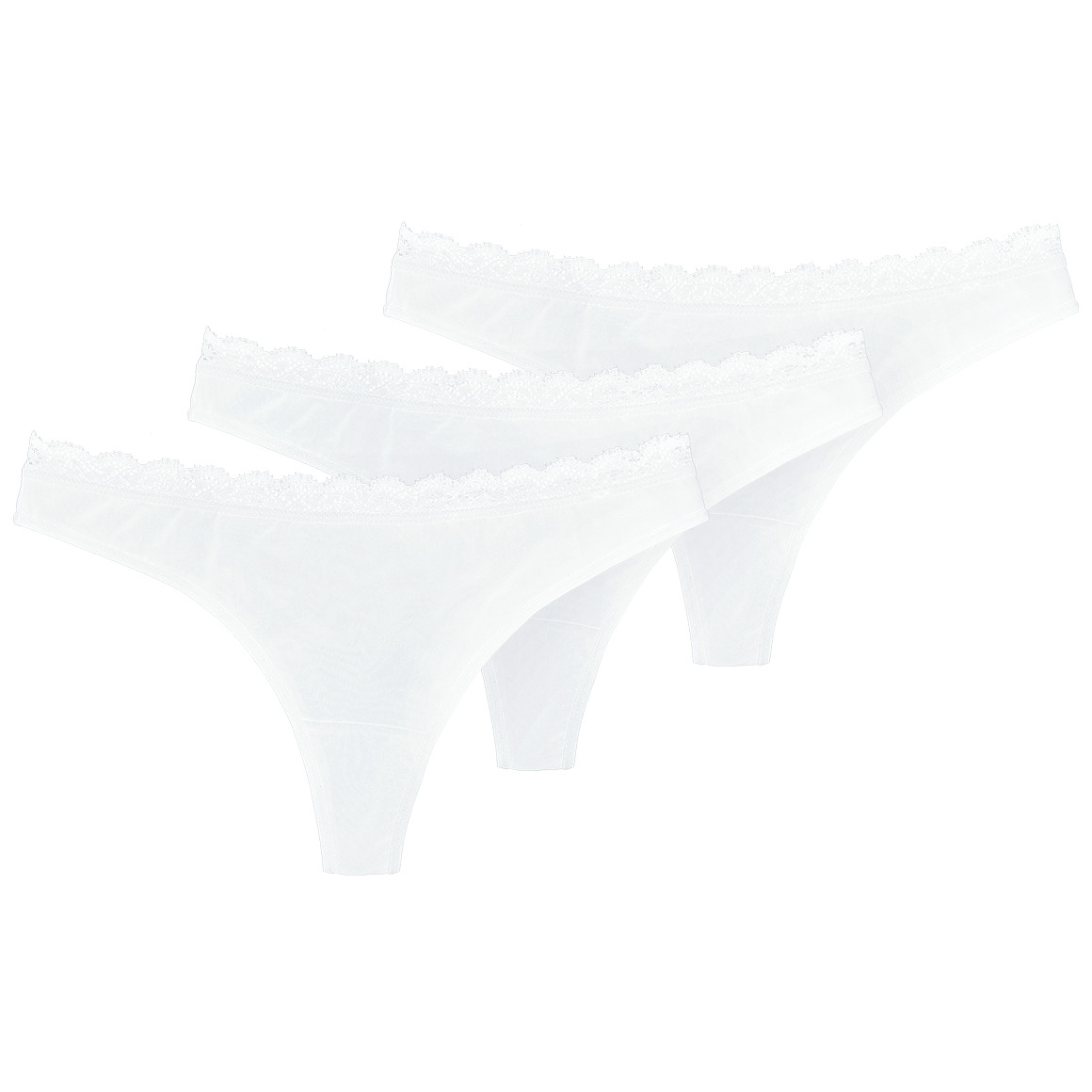 Gina Benotti 3 Damen Strings mit Spitze weiss