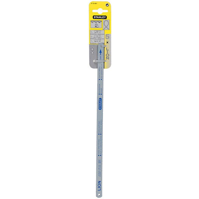 Lame de scie à métaux 30 cm Stanley flexible LION 8-10-12 dents/cm - Lot de 5
