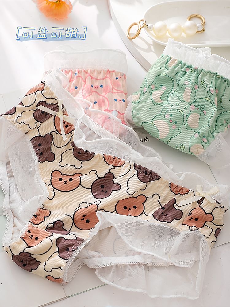 Pancherry - Koppelset: Mesh Ruffle Panty met Varkensprint + Boxershort
